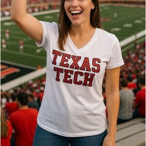 Texas Tech T Shirt L Cotton S/S Vneck Pullover Football NCAA Game Day Collegiate